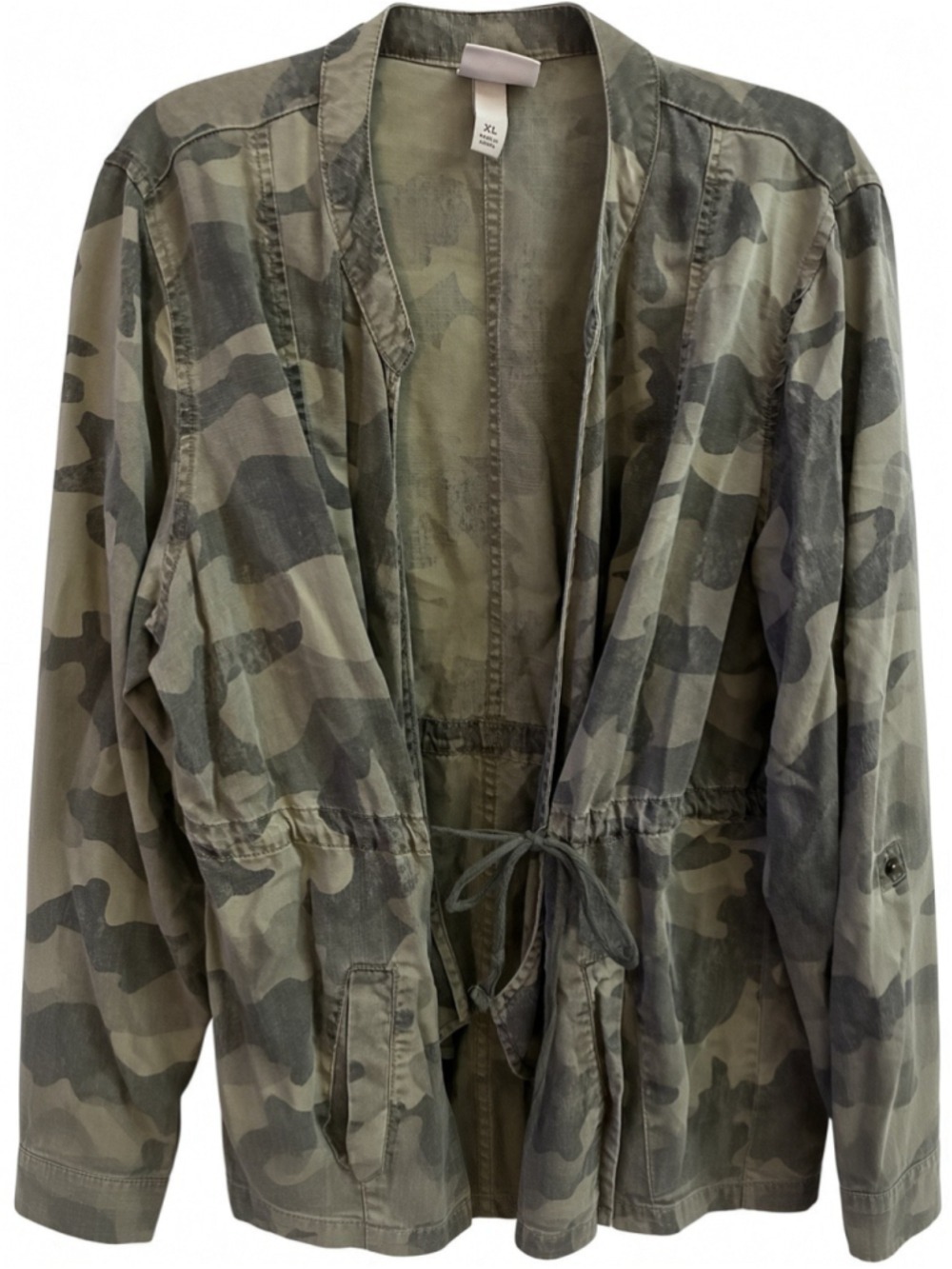 Knox Rose Green Camo Lyocell Drawstring Utility Jacket Utility Jacket Size XL - Picture 8 of 12